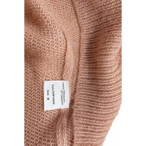 Elan “Oohlala” Mocha Medium Oversized Light Boxy Graphic Knit Coastal Cozy Chic - Picture 6 of 9